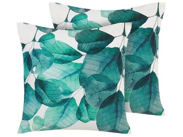 Set of 2 Outdoor Cushions TREBBO Plant Pattern 45 x 45 cm Teal