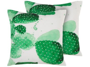 Set of 2 Outdoor Cushions OSTINA Plant Pattern 45 x 45 cm Green