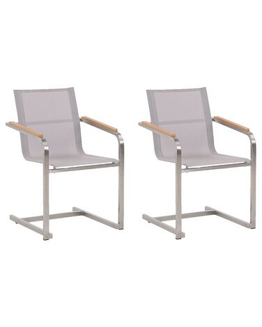 Set of 2 Garden Chairs COSOLETO Stainless Steel Beige