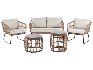 Loungeset met tafel 4-zits RAVELLO PE rotan Natuurlijk