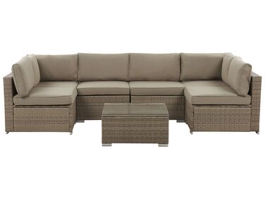 Tuin hoekloungeset met tafel 6-zits BELVEDERE PE rotan Bruin