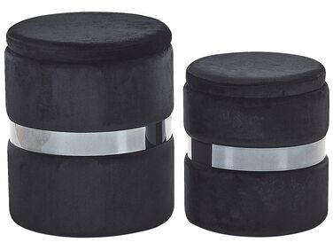 Set of 2 Storage Pouffes DORIS Velvet Black