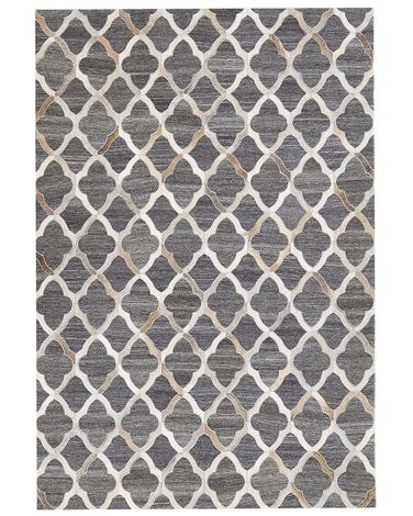 Vloerkleed ROLUNAY Donkergrijs 160 x 230 cm Leer