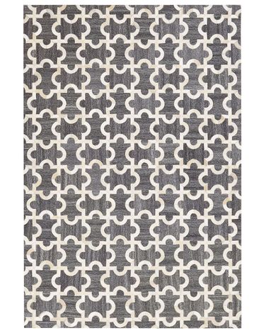 Vloerkleed YEDISU Donkergrijs 140 x 200 cm Leer