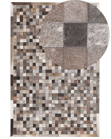 Vloerkleed ARMUTLU Grijs 160 x 230 cm Leer