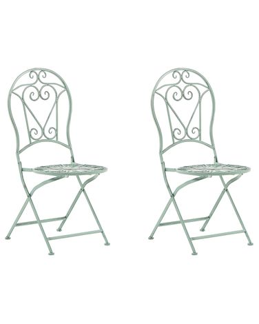 Set of 2 Garden Chairs TRENTO Metal Light Green