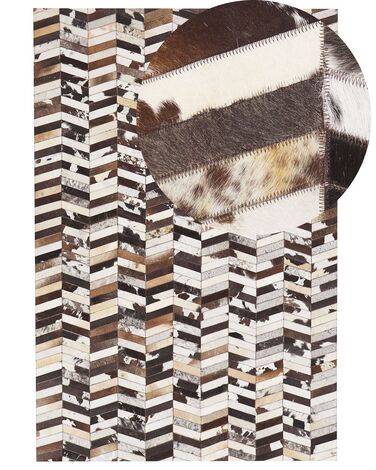 Vloerkleed AKYELE Bruin 160 x 230 cm Leer
