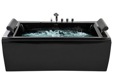 Hoek bubbelbad met LED MONTEGO 172 x 83 cm Zwart