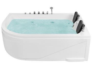 Hoek bubbelbad met LED CALAMA linkszijdig 180 x 120 cm Wit