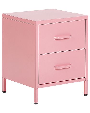 Table de nuit à 2 tiroirs MALAVI Métal Rose