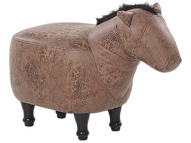 Tabouret animal HORSE Cuir PU Marron clair Cheval