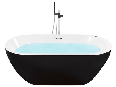 Vrijstaand bubbelbad met LED NEVIS 170 x 80 cm Zwart