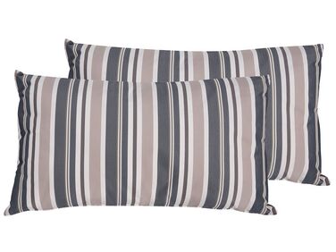 Set of 2 Outdoor Cushions KASTOS Striped 40 x 70 cm Taupe
