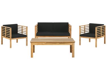 Loungeset met tafel 4-zits PACIFIC Acaciahout Zwart