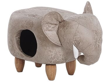Tabouret de rangement animal JUMBO Cuir PU Gris Éléphant