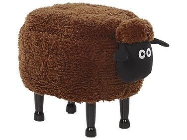 Tabouret de rangement animal SHEEP Tissu Marron Mouton
