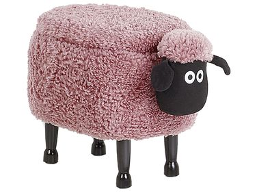 Tabouret de rangement animal SHEEP Tissu Rose Mouton