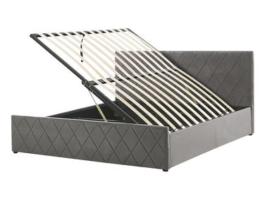 Ottoman Bed Velvet ROCHEFORT 140 x 200 cm (EU Double) Grey