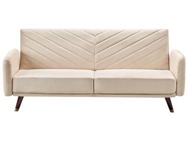Sofa Bed 3 Seater SENJA Velvet Beige