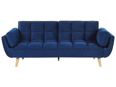 Sofa Bed 3 Seater ASBY Velvet Navy Blue