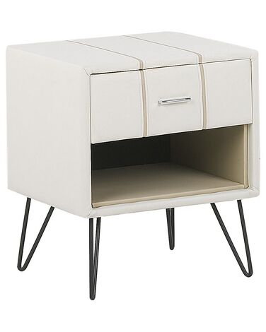 Table de nuit à 1 tiroir BETIN Cuir PU Blanc