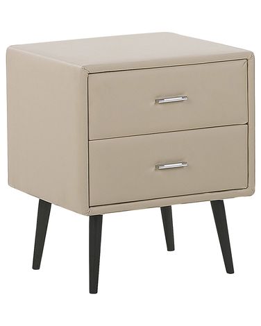 Table de nuit à 2 tiroirs ESSONNE Cuir PU Beige