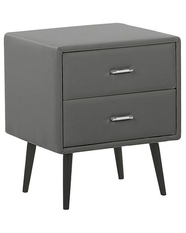 Table de nuit à 2 tiroirs ESSONNE Cuir PU Gris
