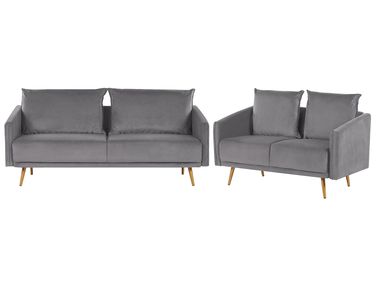 Living Room Set 5 Seater MAURA Velvet Grey