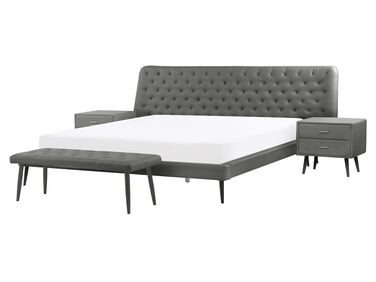 Slaapkamerset Kunstleer ESSONNE 160 x 200 cm Grijs