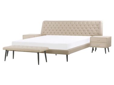 Slaapkamerset Kunstleer ESSONNE 160 x 200 cm Beige