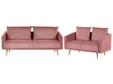 Living Room Set 5 Seater MAURA Velvet Pink