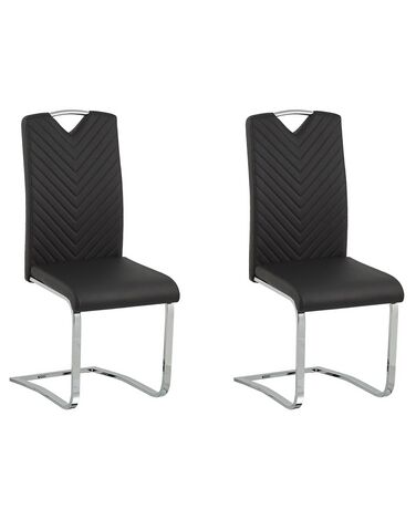 Set of 2 Dining Chairs PICKNES Faux Leather Black