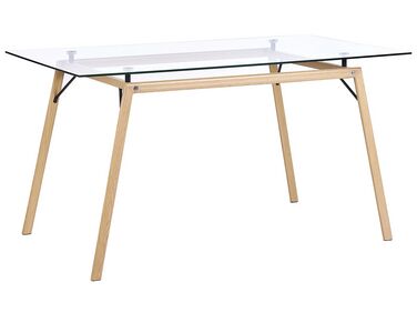 Table de repas KAMINA Marron clair 140 cm 80 cm Verre de sécurité
