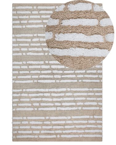 Vloerkleed AHIRLI Beige 120 x 180 cm Katoen