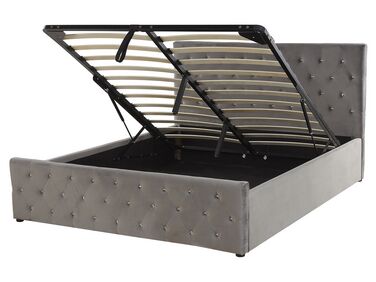 Ottoman Bed Velvet AMIENS 160 x 200 cm (EU King Size) Grey