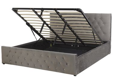 Ottoman Bed Velvet AMIENS 180 x 200 cm (EU Super King) Grey