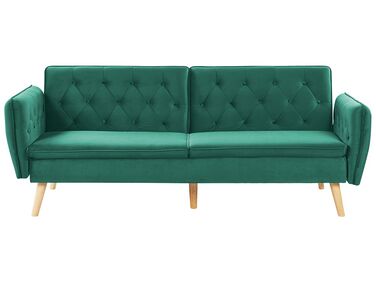 Sofa Bed 2 Seater BARDU Velvet Dark Green