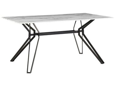 Table de repas BALLINA Marbre blanc 160 cm 90 cm Verre de sécurité