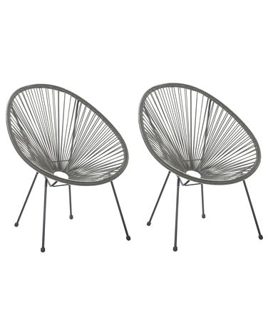 Set of 2 Garden Chairs ACAPULCO II PE Rattan Dark Grey