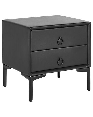 Table de nuit à 2 tiroirs SEZANNE Cuir PU Noir
