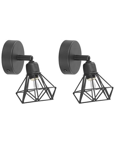 Set of 2 Spotlight Lamps ERMA Adjustable Metal Black