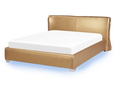 Waterbed met LED-verlichting Leer PARIS 140 x 200 cm Goud