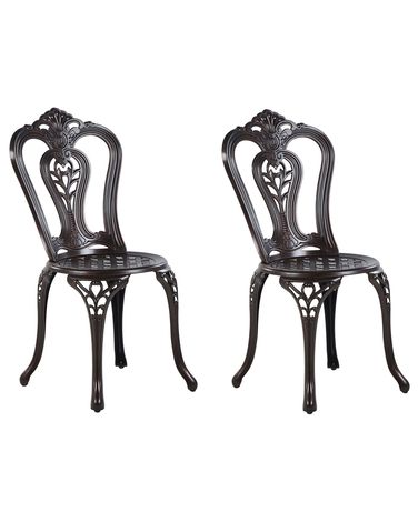 Set of 2 Garden Chairs BOVINO Metal Dark Brown