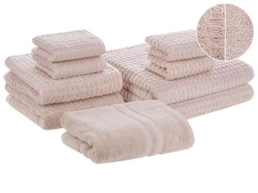 Set of 9 Towels ATAI Cotton Pink