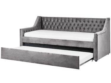 Trundle Bed Velvet MONTARGIS 90 x 200 cm (EU Single) Light Grey