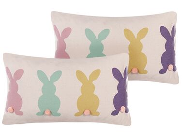 Set van 2 sierkussens CLUSIA 30 x 50 cm Beige