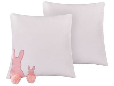 Set van 2 sierkussens PHLOX Katoen 45 x 45 cm Wit