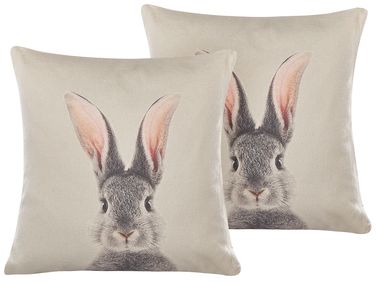Set van 2 sierkussens QUERCUS 45 x 45 cm Taupe dierenprint