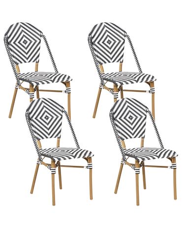Set van 4 stoelen RIFREDDO PE rotan Zwart/wit
