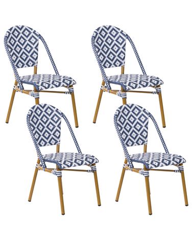 Set van 4 tuinstoelen RIFREDDO PE rotan Blauw